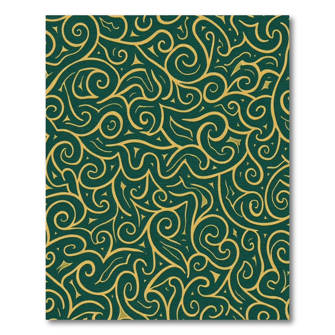 Deep Emerald Gold Swirl Abstract Rug
