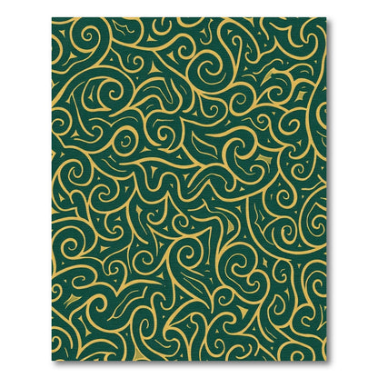 Deep Emerald Gold Swirl Abstract Rug