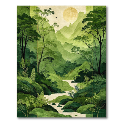Verdant Green Mountain Valley Area Rug