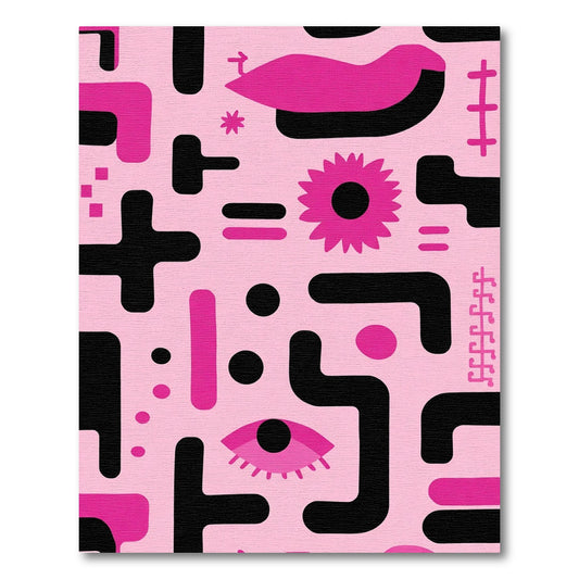 Retro Pink Geometric Eye Abstract Rug