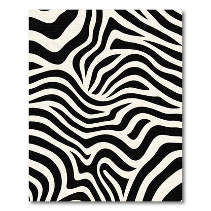 Abstract Black Cream Swirls Rug