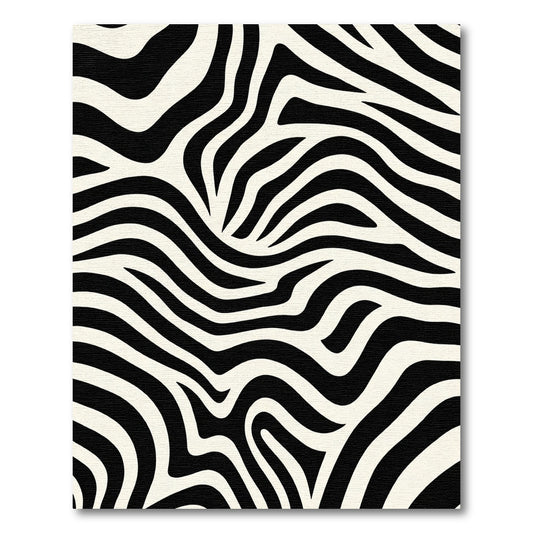 Abstract Black Cream Swirls Rug