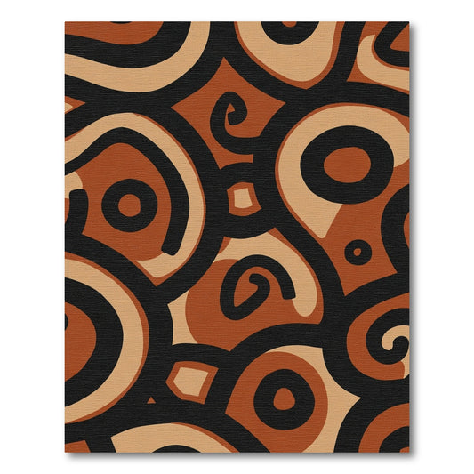 Earthy Swirl Abstract Circles Rug