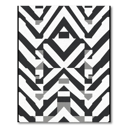 Bold Black White Geometric Chevron Rug