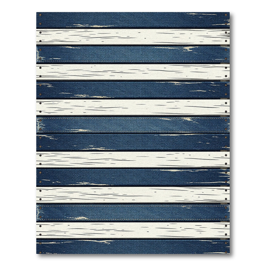 Distressed Blue and White Stripe Rug