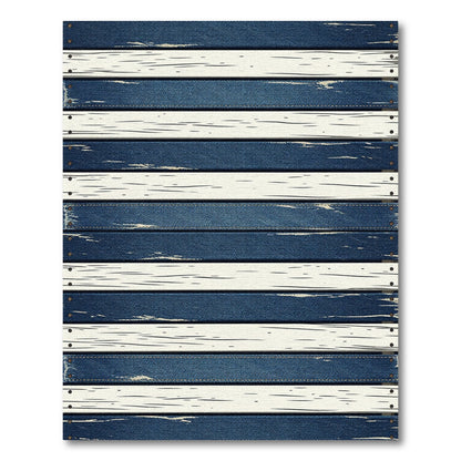 Distressed Blue and White Stripe Rug