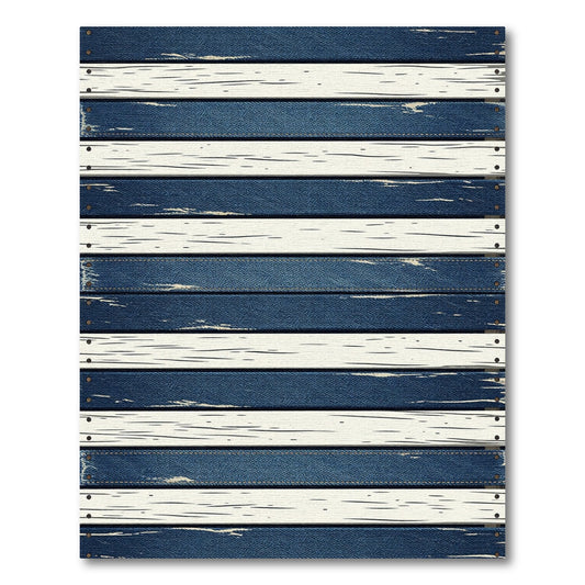 Distressed Blue and White Stripe Rug