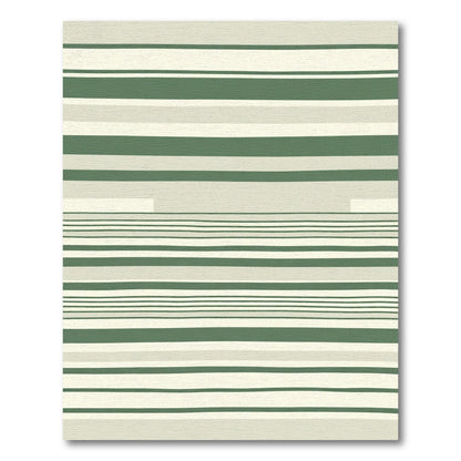 Minimalist Green Cream Stripe Rug