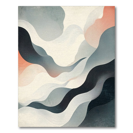 Gray Coral Fluid Wave Rug