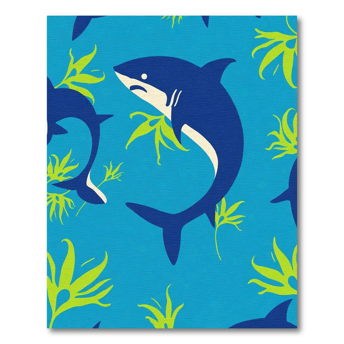 Navy Sharks Blue Ocean Undersea Life Rug