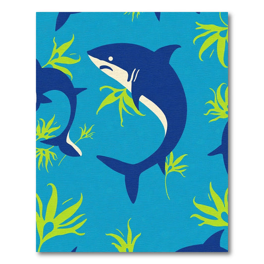 Navy Sharks Blue Ocean Undersea Life Rug