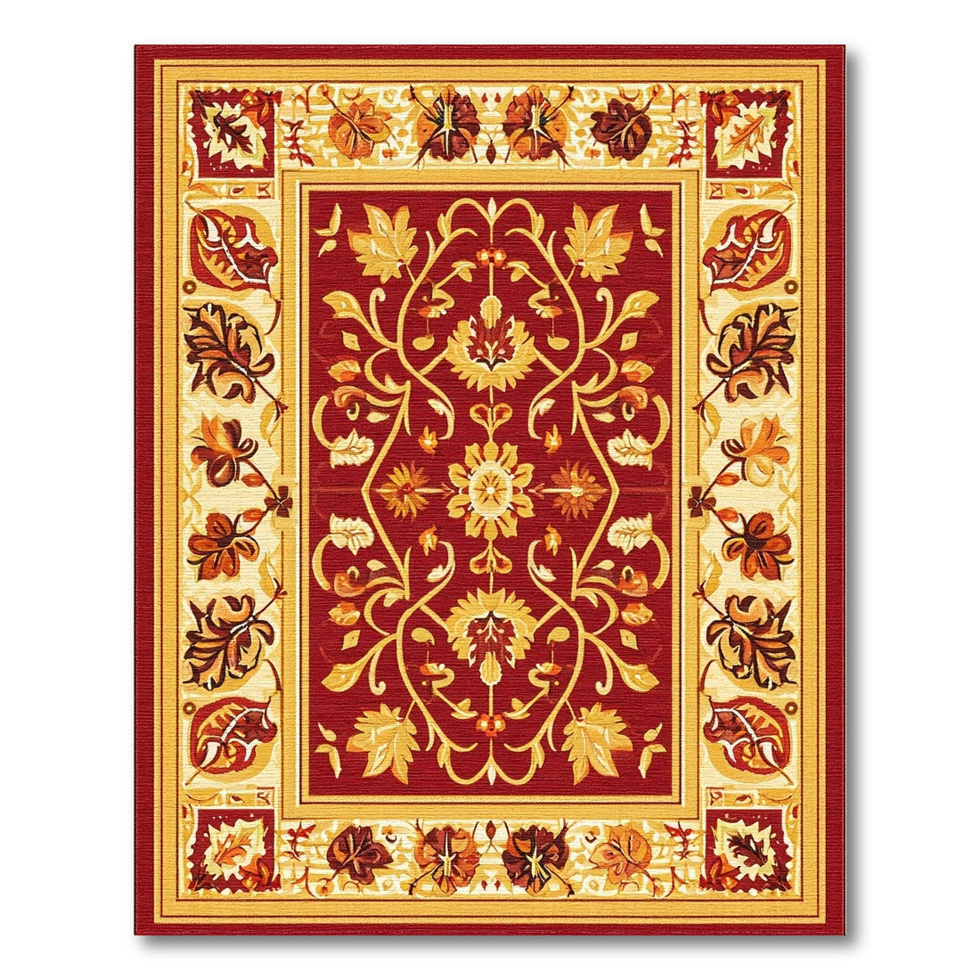 Red Floral Medallion Traditional Persian Area Rug