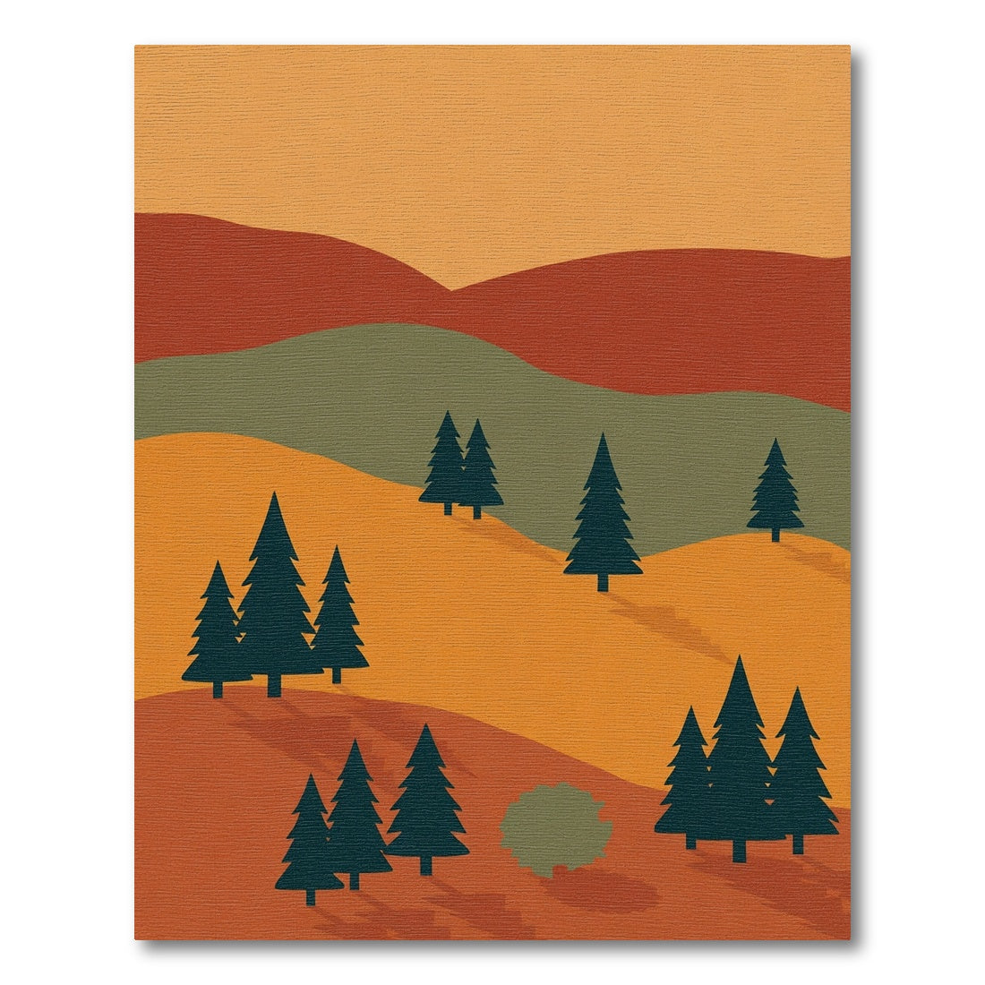 Autumn Trees Landscape Minimalist Art Rug