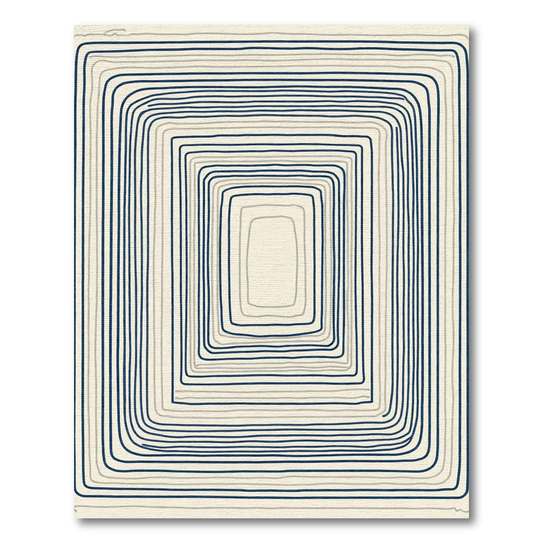 Nested Geometric Lines Navy Gray Rug