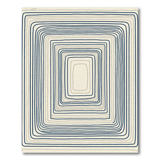 Nested Geometric Lines Navy Gray Rug