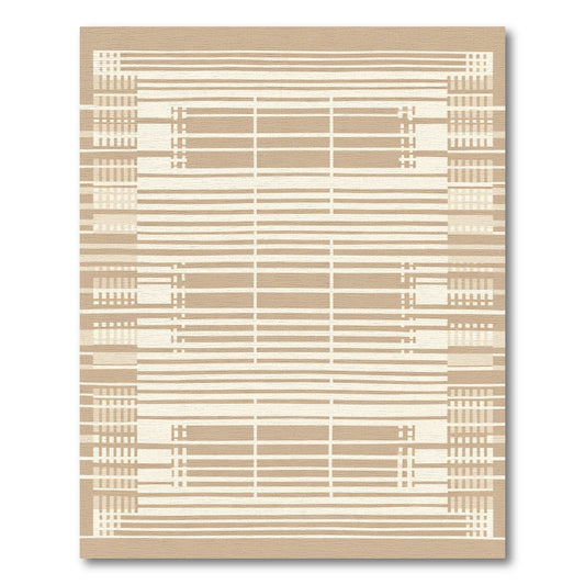 Geometric Beige Horizontal Stripe Rug