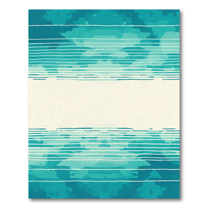 Coastal Turquoise Horizontal Stripe Abstract Rug