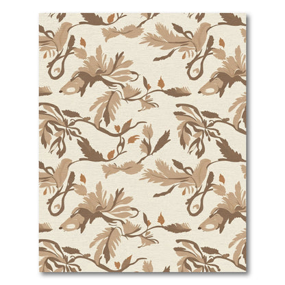 Brown and Beige Floral Branches Rug
