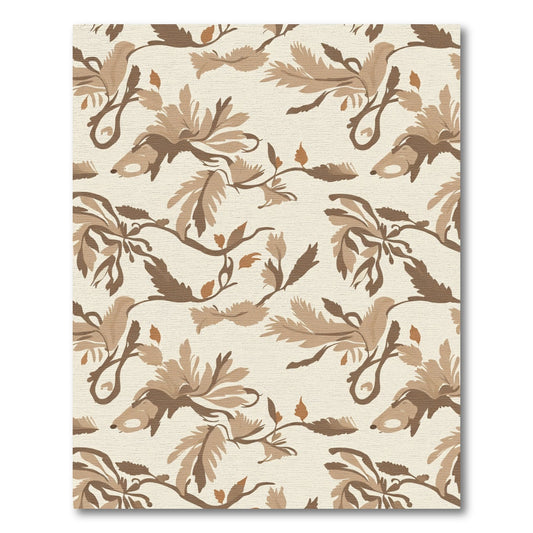 Brown and Beige Floral Branches Rug
