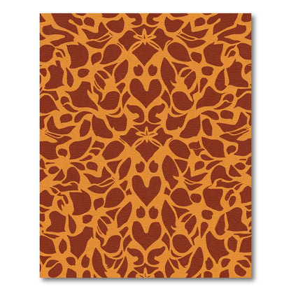 Terracotta Orange Symmetrical Heart Vine Rug
