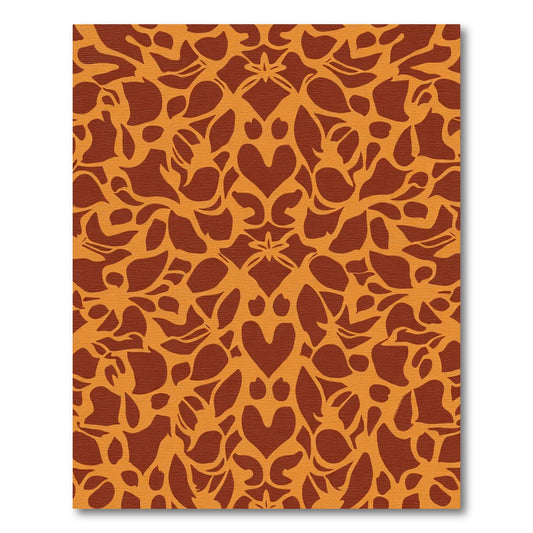 Terracotta Orange Symmetrical Heart Vine Rug
