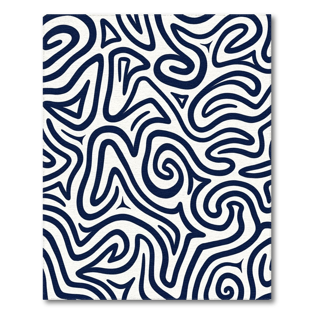 Navy Wavy Lines Abstract Rug