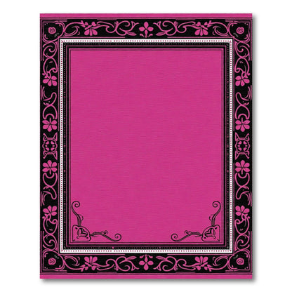 Vibrant Magenta Floral Scroll Frame Rug