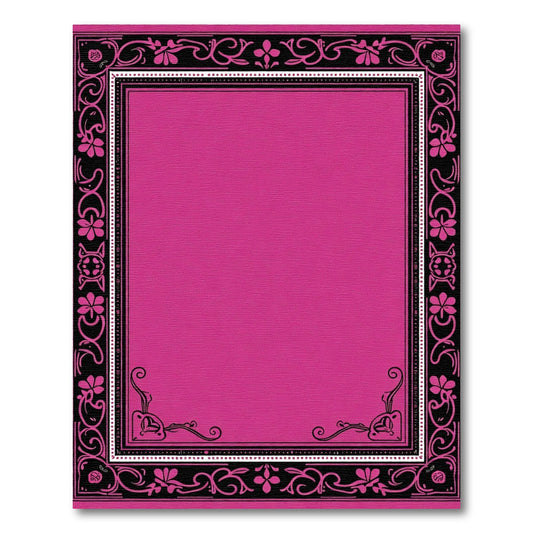 Vibrant Magenta Floral Scroll Frame Rug