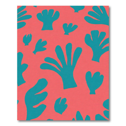 Teal Coral Organic Abstract Flora Rug