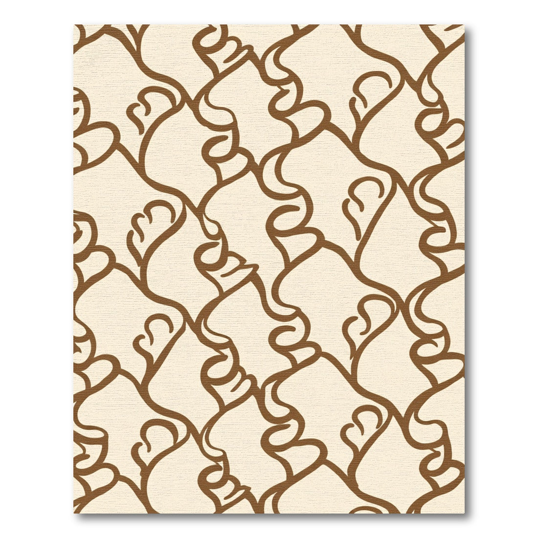 Cream Brown Abstract Organic Swirl Rug