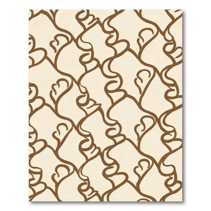 Cream Brown Abstract Organic Swirl Rug