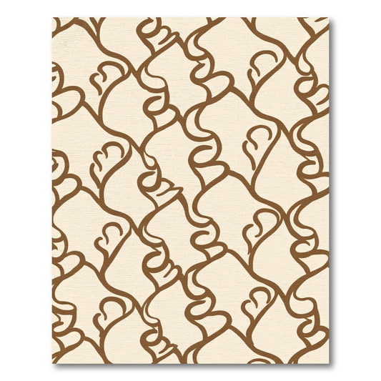 Cream Brown Abstract Organic Swirl Rug