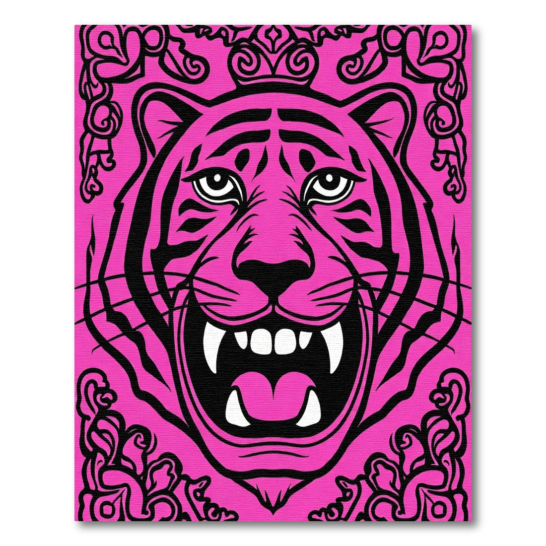 Fierce Pink Tiger Crowned Regal Roar Rug