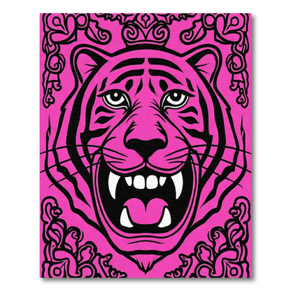 Fierce Pink Tiger Crowned Regal Roar Rug