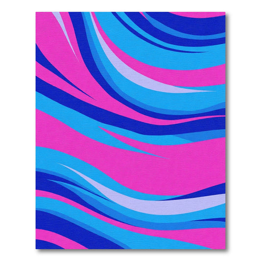Vibrant Pink Blue Wavy Stripe Rug