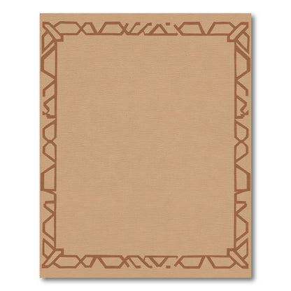 Geometric Brown Border Graphic Rug