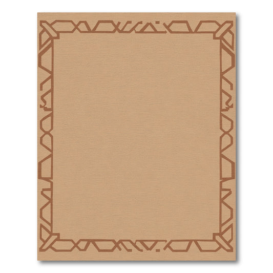 Geometric Brown Border Graphic Rug