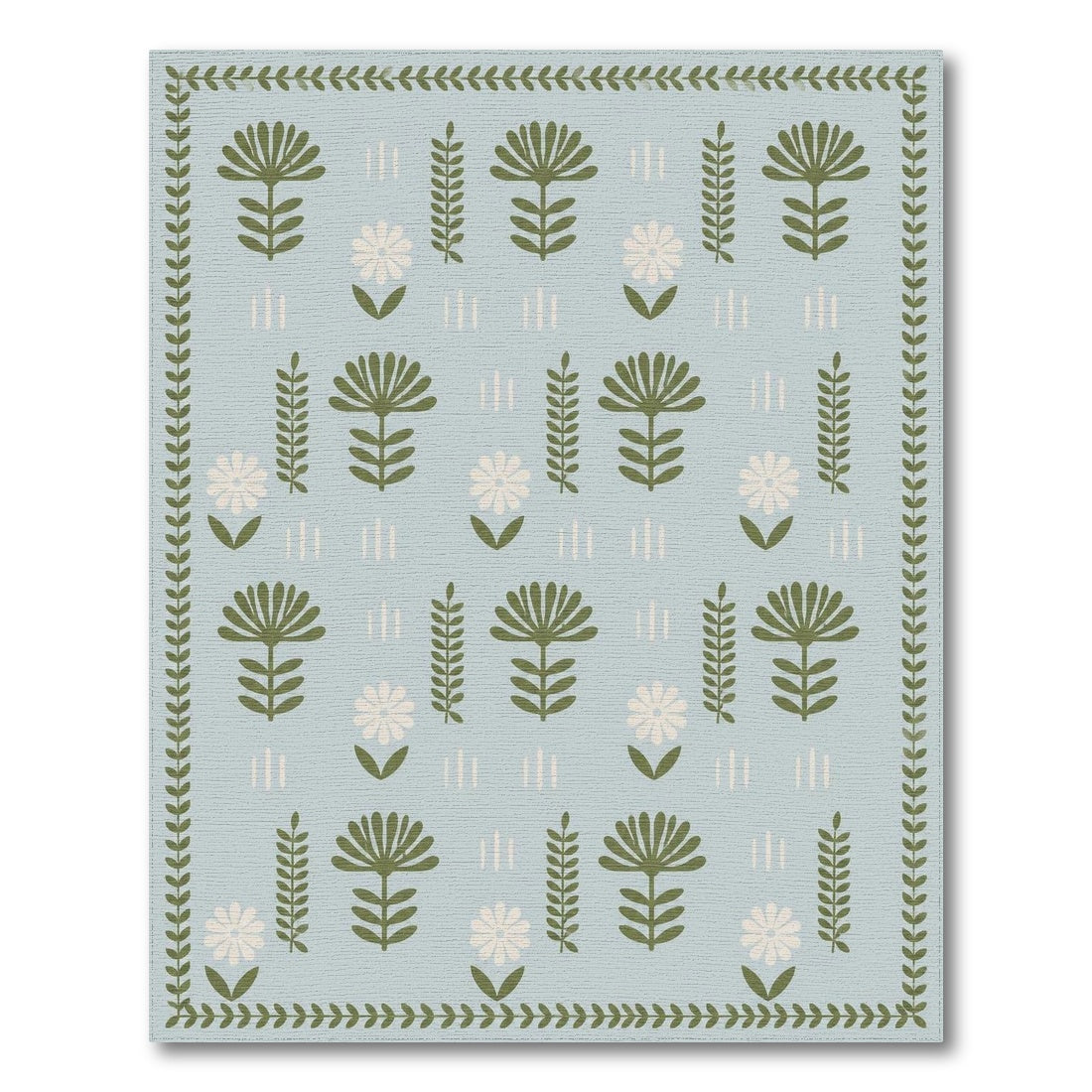 Blue Floral Vintage Area Rug