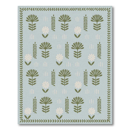 Blue Floral Vintage Area Rug