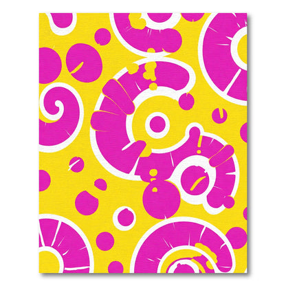 Vibrant Yellow Pink Swirl Sunburst Rug