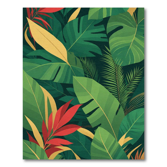 Vibrant Tropical Leaf Forest Rug