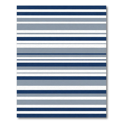 Classic Navy Gray White Stripes Rug