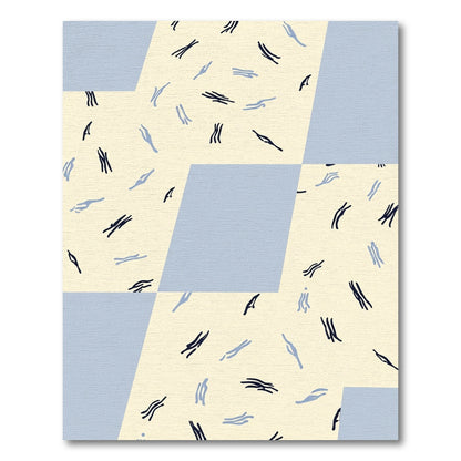Casual Yellow Blue Scattered Strokes Rug