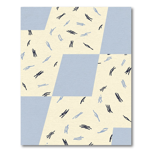 Casual Yellow Blue Scattered Strokes Rug