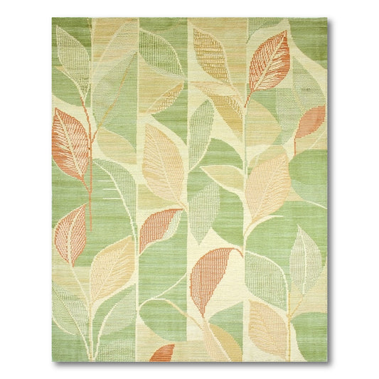 Abstract Area Green Leaf Botanical Area Rug