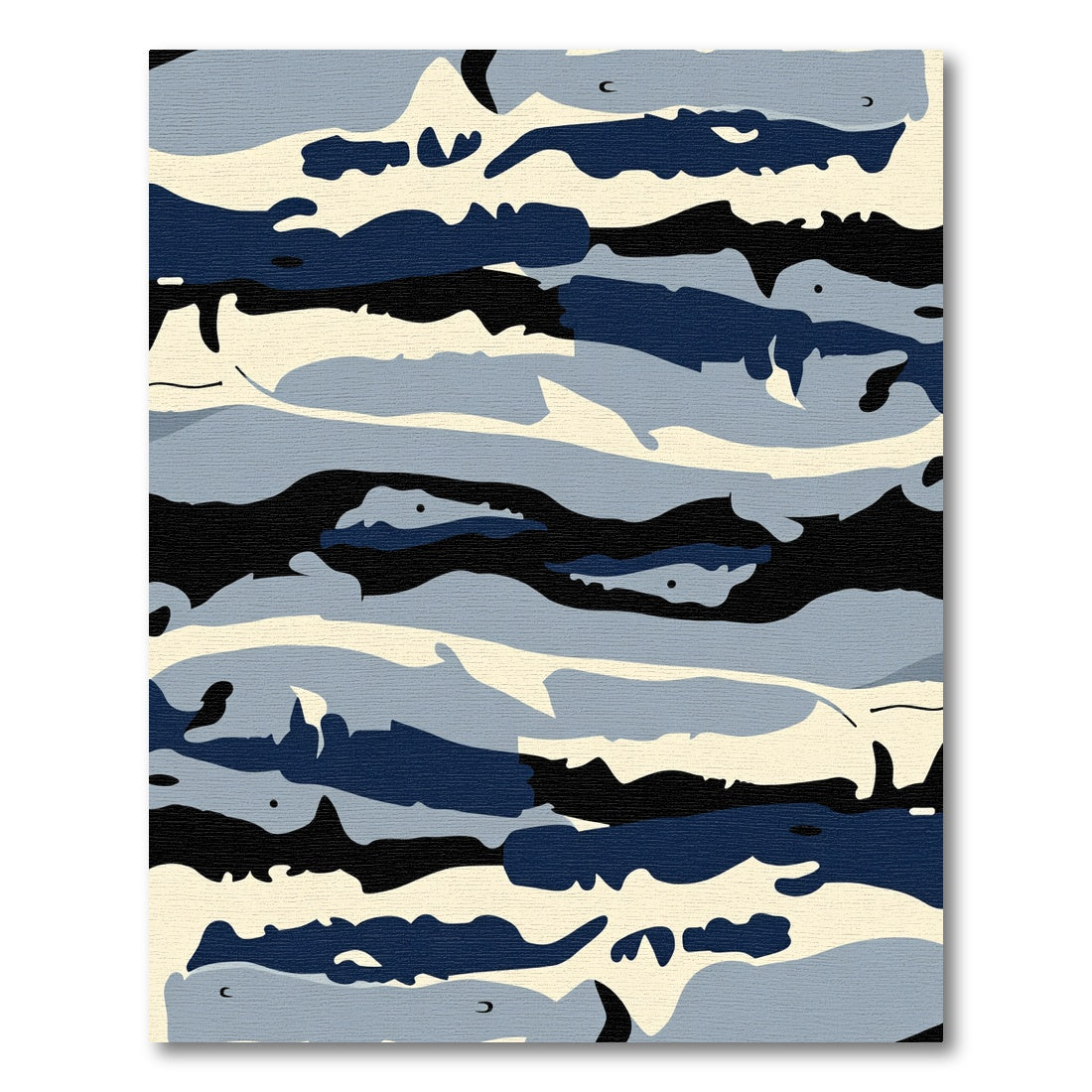 Urban Camouflage Blue Cream Waves Rug