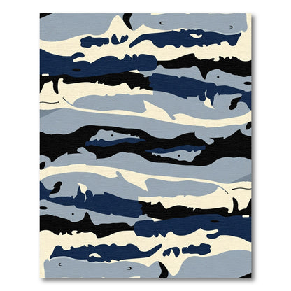 Urban Camouflage Blue Cream Waves Rug
