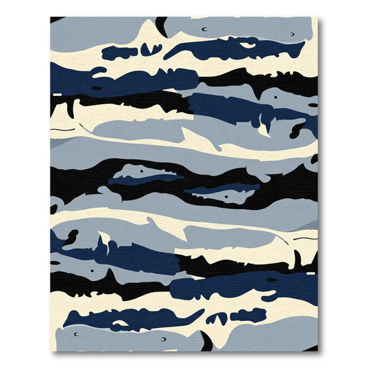 Urban Camouflage Blue Cream Waves Rug