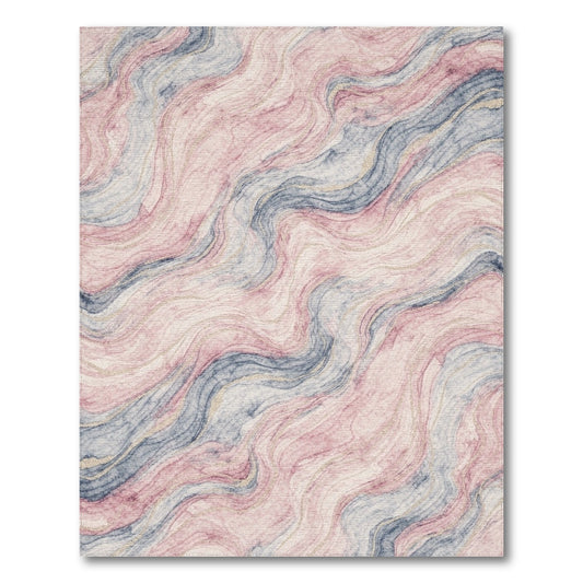 Abstract Area Pink Blue Marble Swirl Area Rug
