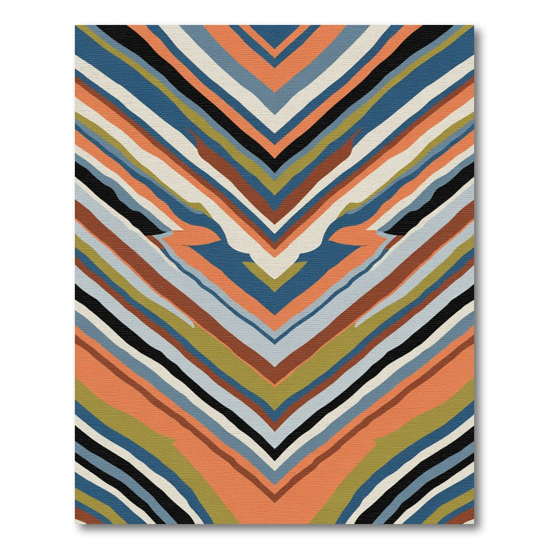 Warm Toned Chevron Stripe Accent Rug